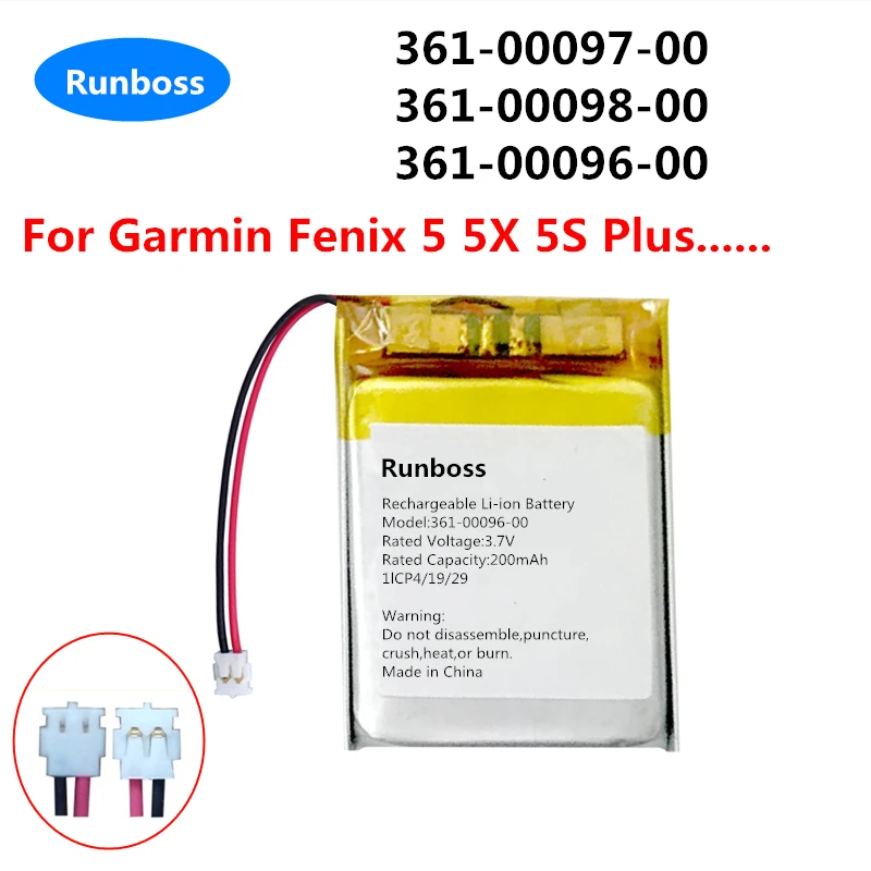 New Original Watch Battery for Garmin Fenix 5 5X 5S Plus Replacement Battery 361-00096-000 361-00097-00 361-00098-00 600mAh