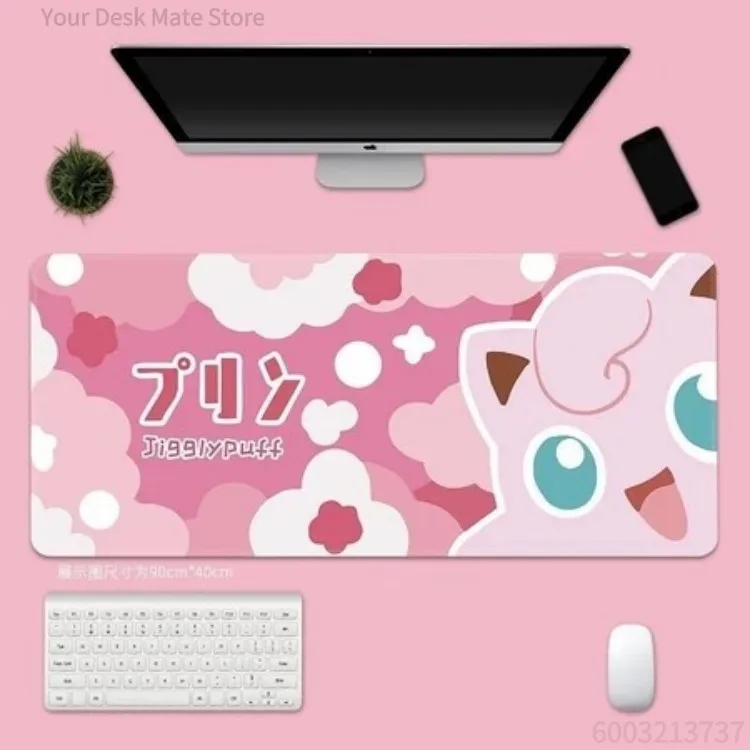 Cute Pastel Cartoon Creature Large Desk Mat Cloud Pattern Gaming Mousepad Non-slip Lockedge Keyboard Pad for Girls Desktop Decor