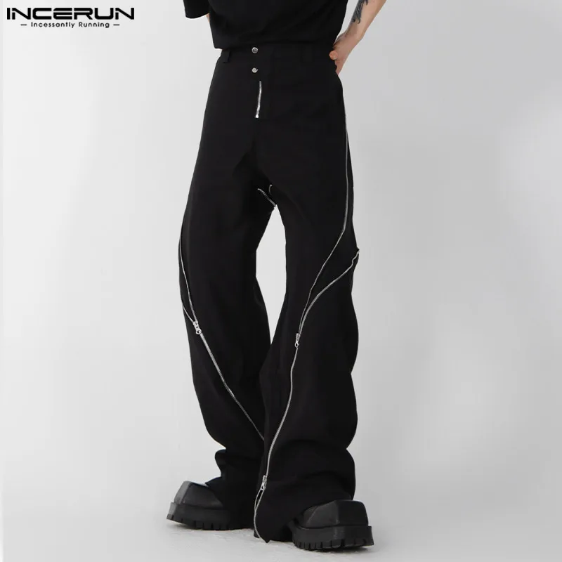 

Fashion Casual Style New Men Pants INCERUN Loose Comfortable Trousers Stylish Male Hot Sale Zipper Split Micro Pull Pants S-5XL