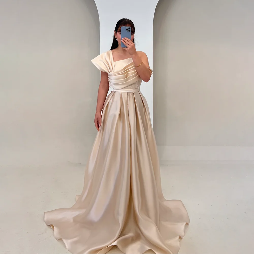 

Elegant Evening Dress Women's Prom Dresses Square Neck Pleated A-Line Sleeveless Formal Gown Party Cocktail Gowns Customized