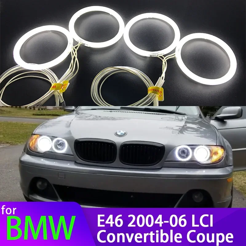 For BMW 3 Series E46 325ci 330ci Convertible Coupe 2004-06 LCI Xenon White Headlight Rings CCFL Angel Eyes Light Kit DRL