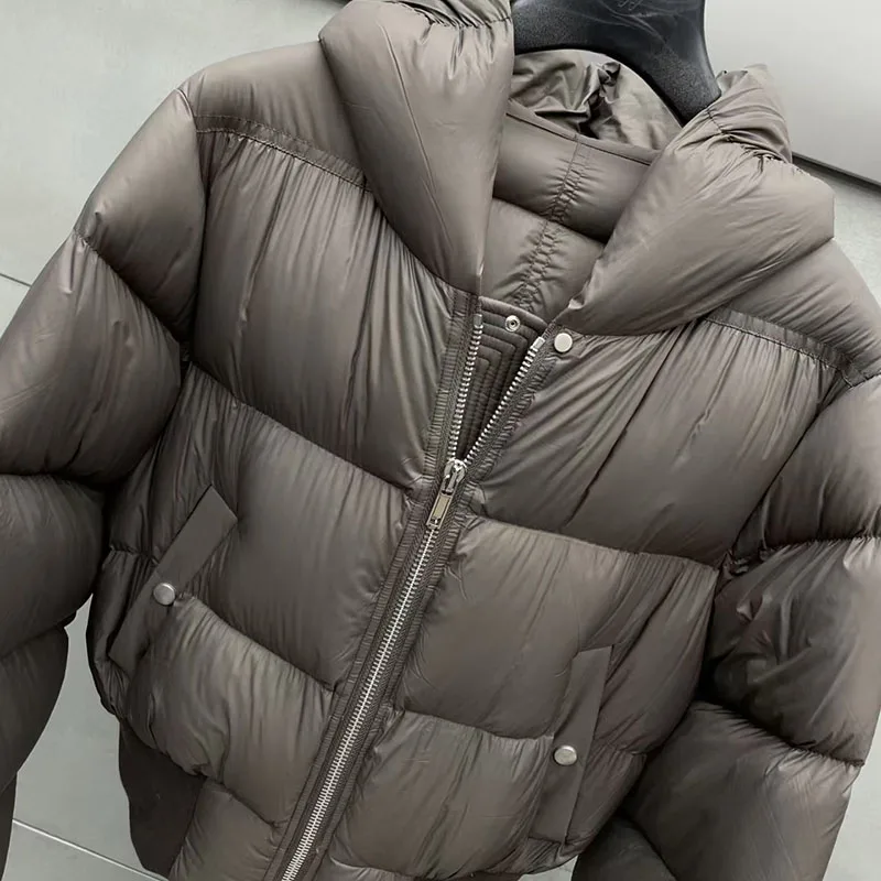 سترة نسائية قصيرة بغطاء للرأس، معطف منتفخ دافئ كاجوال ومتعدد الاستخدامات، سترة مملوءة بالبط الأبيض عالية الجودة، 2025 #3