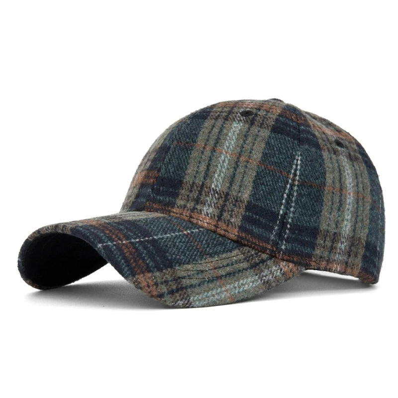 Hüte für Männer und Frauen, neue klassische karierte Baseballkappe für Herbst und Winter, hartkrempige, gesichtsschlankmachende Entenschnabelkappe, Sonnenhut – Detail 7