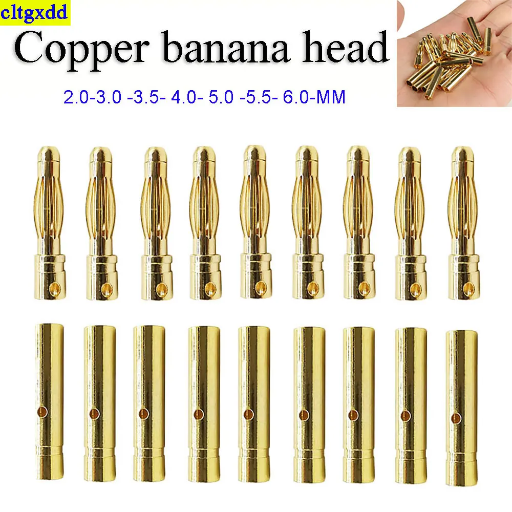 

10PCS/LOT 2mm 3mm 3.5mm 4mm 5mm 5.5mm 6mm RC Battery Gold Plated Bullet Banana Plug High Quality Male Female Bullet Banana Plug