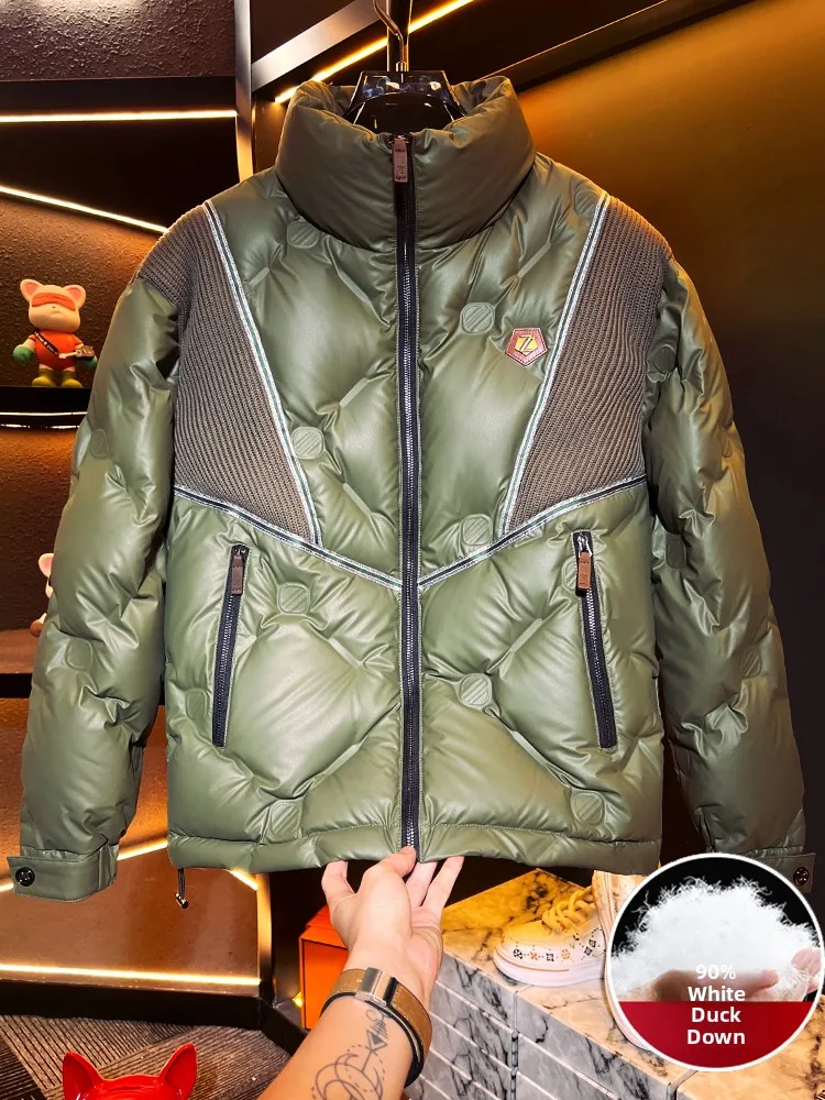 

Мужская утепленная куртка на пуху без капюшона с воротником-стойкой, зимнее пальто, теплое, для активного отдыха, повседневное, стандартный крой, на молнии