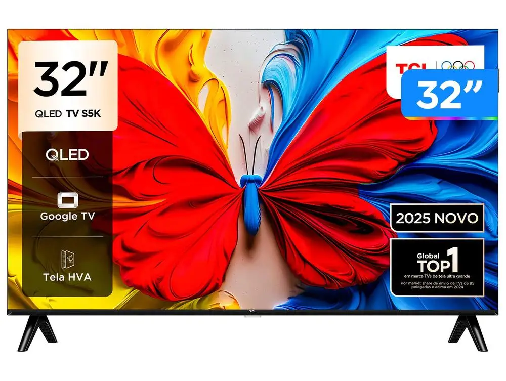 Smart TV 32" QLED TCL 32S5K Full HD Android Google TV - Preto