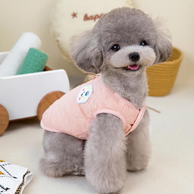 Candy Color Pet Dog Coat Winter Thicken Fleece Dog Clothes For Small Dogs Sleeveless Coat Jacket Yorkshire Terrier Puppy Apparel