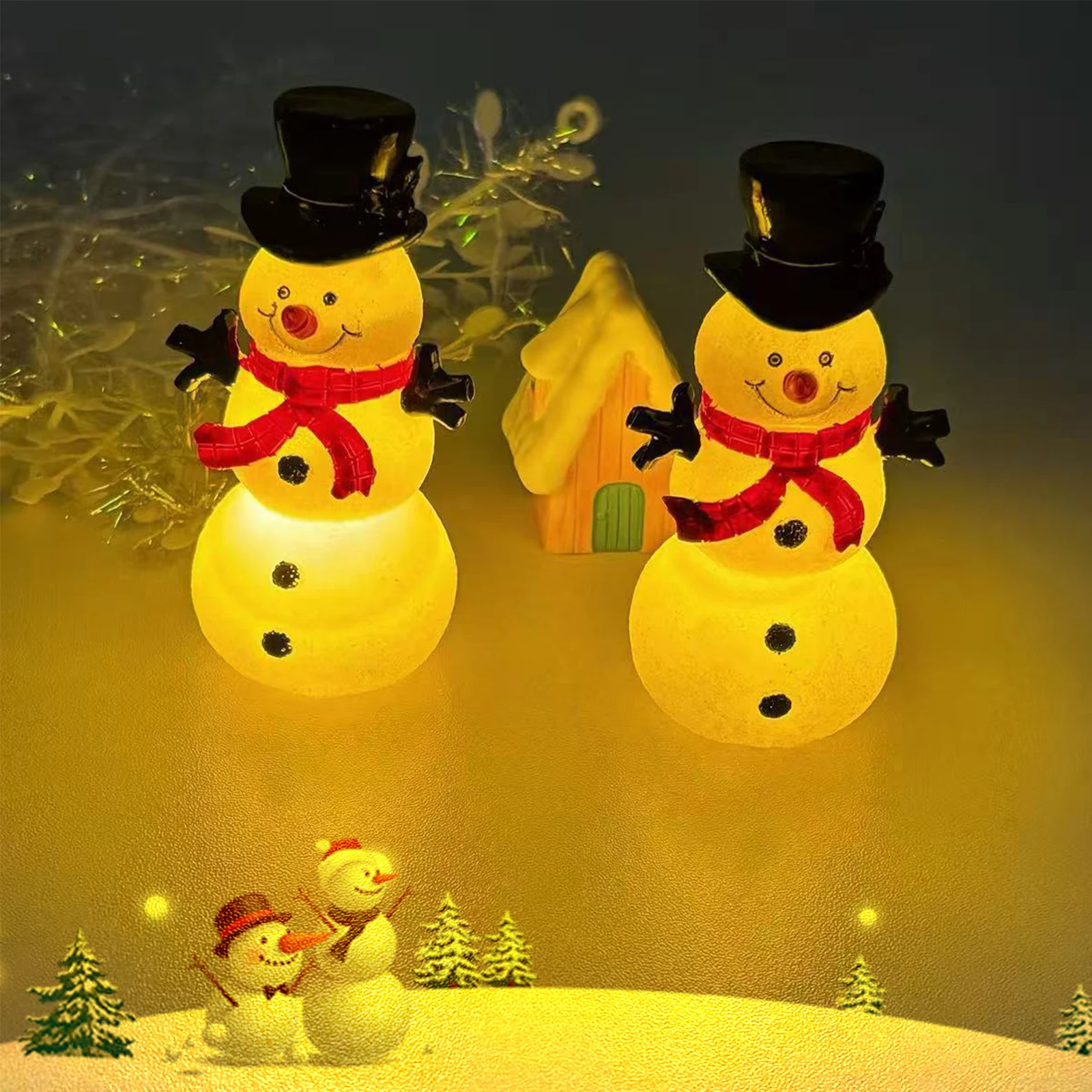 ตุ๊กตาหิมะคริสต์มาส 1/2 ชิ้น ของตกแต่งไฟกลางคืน ใช้แบตเตอรี่ ของประดับตกแต่งเทศกาลคริสต์มาส สำหรับงานปาร์ตี้ สวนกลางแจ้ง ของขวัญ