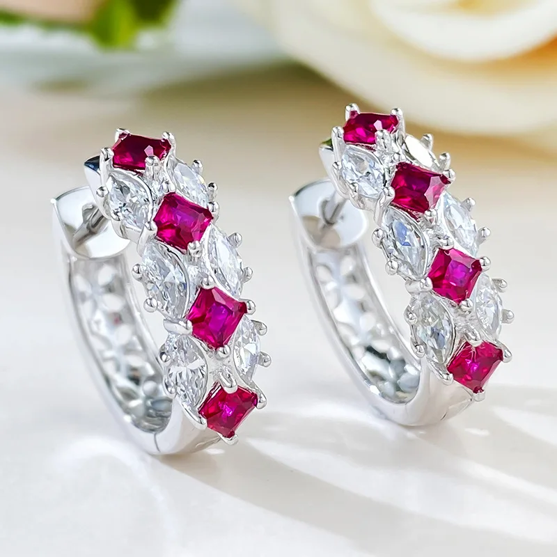 

S925 Серебряные серьги-гвоздики, голубь, кровь, красные Модные Красочные Разноцветные серьги с сокровищами, универсальные ювелирные изделия