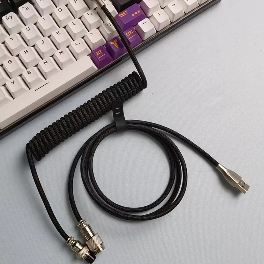 1.8M+1.2M Type-C Navigation Patch Wire Mechanical Keyboard Data Cable Spiral Spring Cable Customized Game Keyboard Accessories