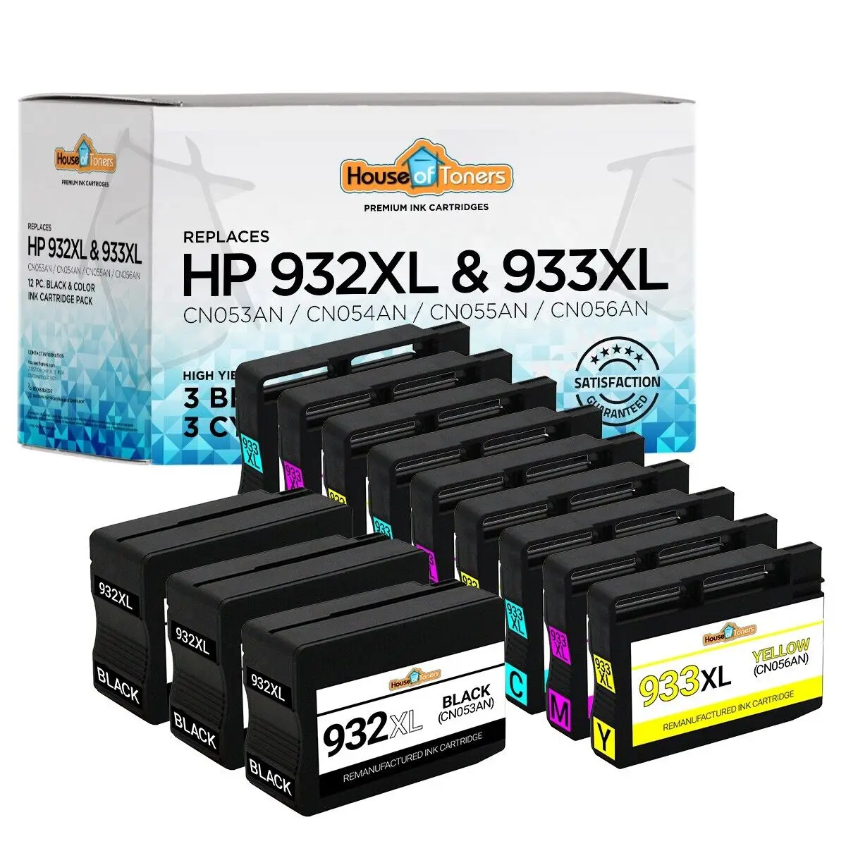 Cartuchos de inyección de tinta 932XL 933XL para impresora HP Officejet 6100 6600, paquete de 12 unidades