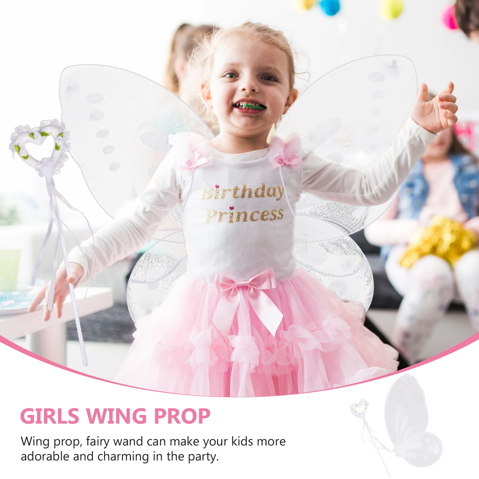 

1Set Butterfly Wing Fairy Wand Costume Set Lightweight Soft Fabric Kids Cosplay Party Role Play Supplies Fairy Wing