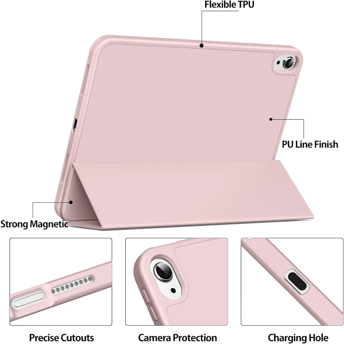 Funda para iPad de 11/10a generación con portalápices de 11/10,9 pulgadas, 2025 A16/2022, carcasa trasera de TPU suave, funda protectora híbrida delgada con soporte