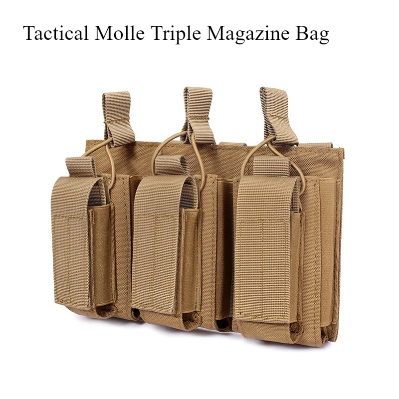 

Tactical Magazine Pouch - MOLLE Compatible Dual M4/5.56 Holder with Bungee Retention, Hunting Accessory for Pistol MAG