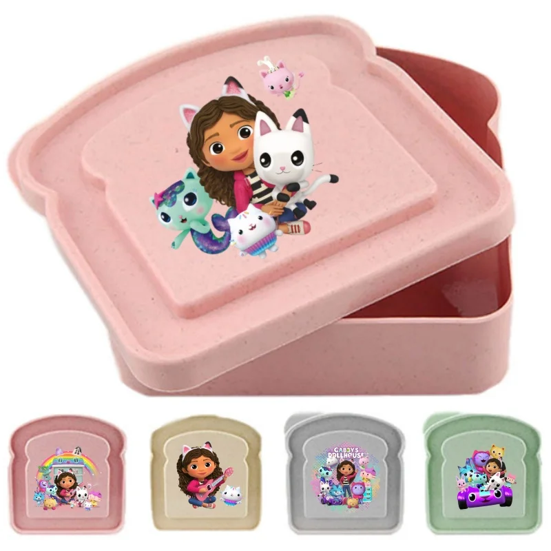 Gabby Dollhouse Toast Storage Box with Lid Bread Sandwich Container Lunch Case Portable Food Organizer Reusable Birthday Gifts