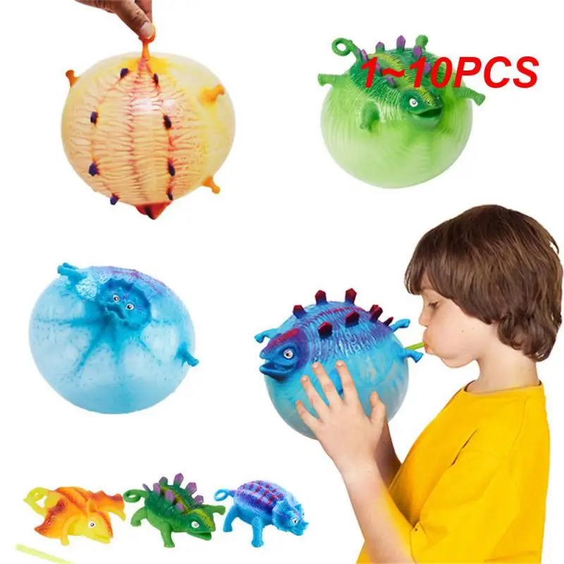 1~10PCS Inflatable Dinosaur Ball Tpr Soft And Plump Diverse Shapes Decompression And Fun Stress Relief Toys Blowing Balloon Toy