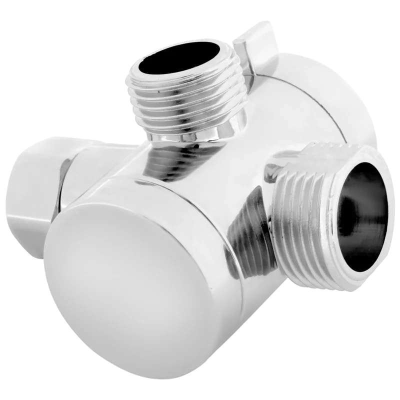 AA14 nouveau ABS Chrome 3 voies inverseur tuyau raccord T forme adaptateur connecteur pour vanne d'angle tuyau bain-douche bras toilette
