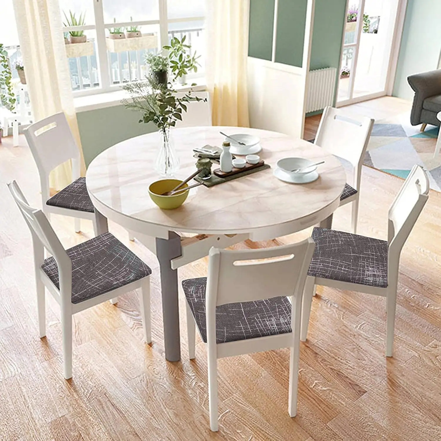 Seat Covers For Dining Room Chairs Stretch Printed Chair Seat Covers Set Of 4, Removable Washable Upholstered Chair Seat