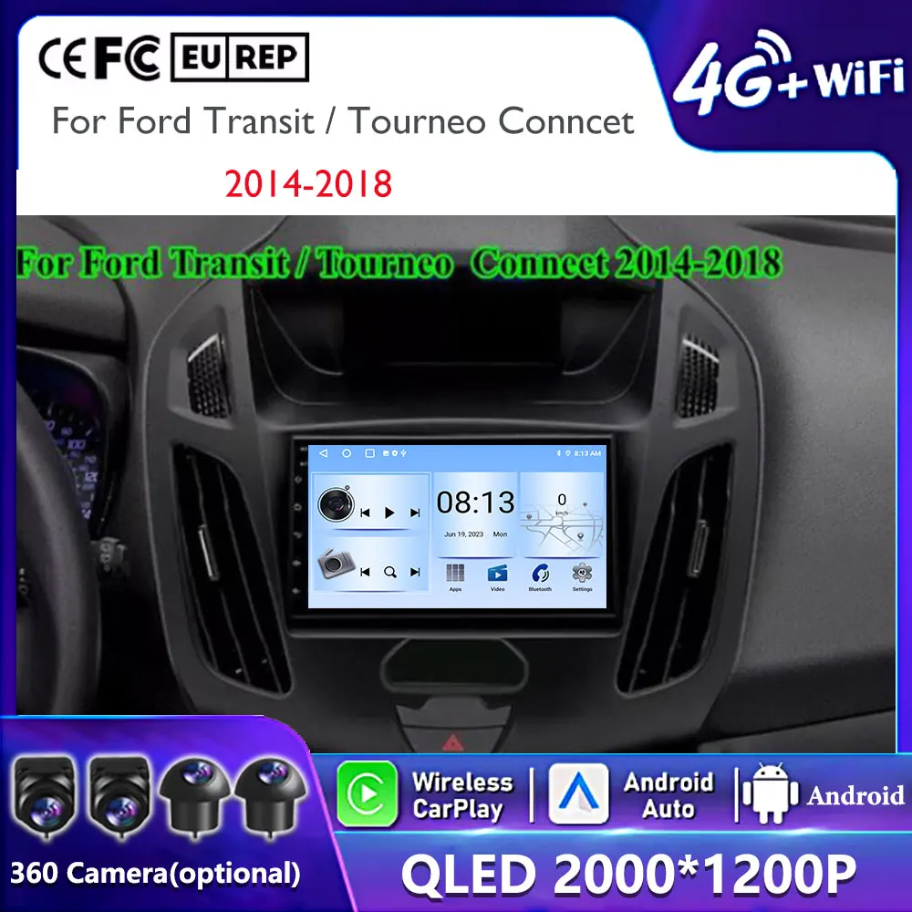 

Wireless Carplay Android Auto Head Unit Touch Screen For Ford Transit /Tourneo Conncet 2014-2018 Android Car Multimedia Player