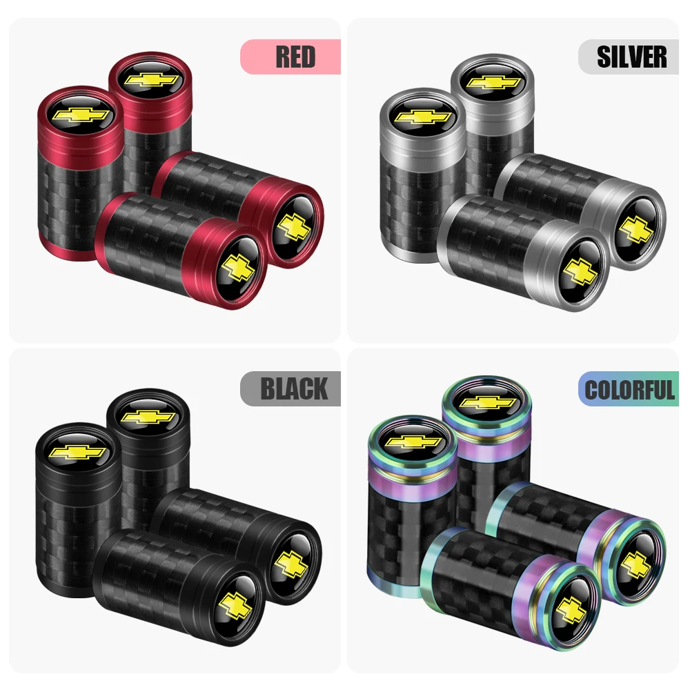 4Pcs Car Metal Carbon Fiber Wheel Tire Valve Stem Caps For Chevrolet Cruze Lacetti Captiva SS Z71 Equinox Trax Impala Spar Sail