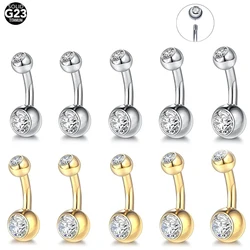 10Pcs/set G23 Titanium Belly Button Rings Crystal Navel Rings External Thread Belly Piercing Sexy Women Body Piercing Jewelry
