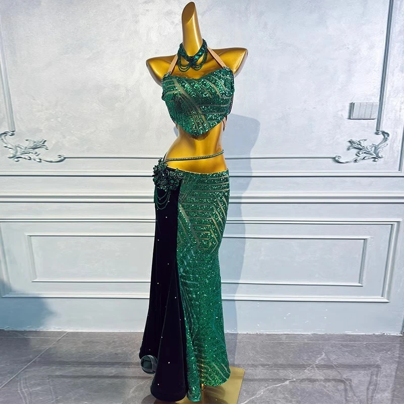 

Customized Belly Dance Performance Practice Costume Female Belly Dancewear Eastern Dance Costume indian clothes women