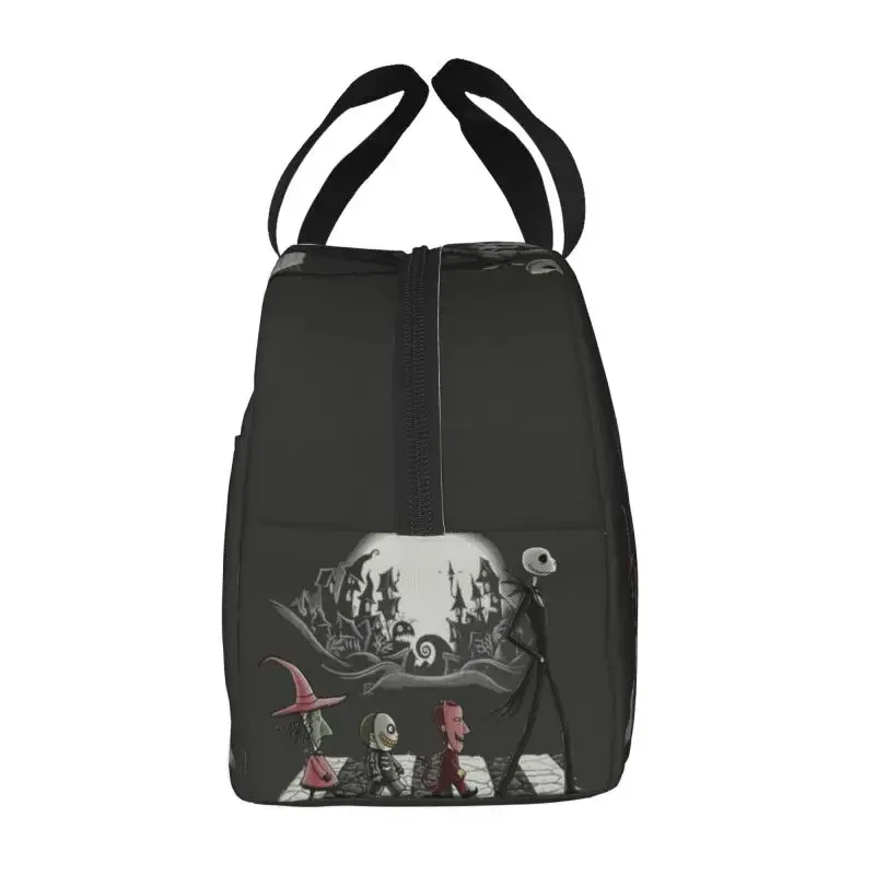 Skellington Halloween Insulated Lunch Bag for Women Portable Skull Skeleton Cooler Thermal Lunch Tote Kids School Children