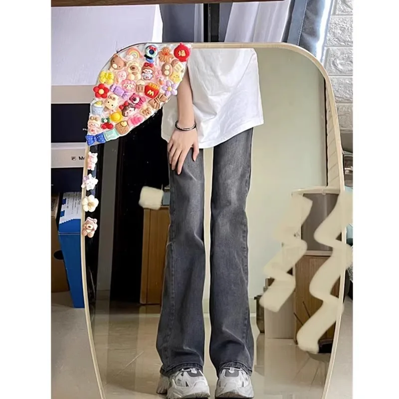 

Slim Fit High Waist Micro Flared Jeans Women's Summer Thin Cotton Stretch Denim Bootcut Pants Ankle Length Bootcut Jeans