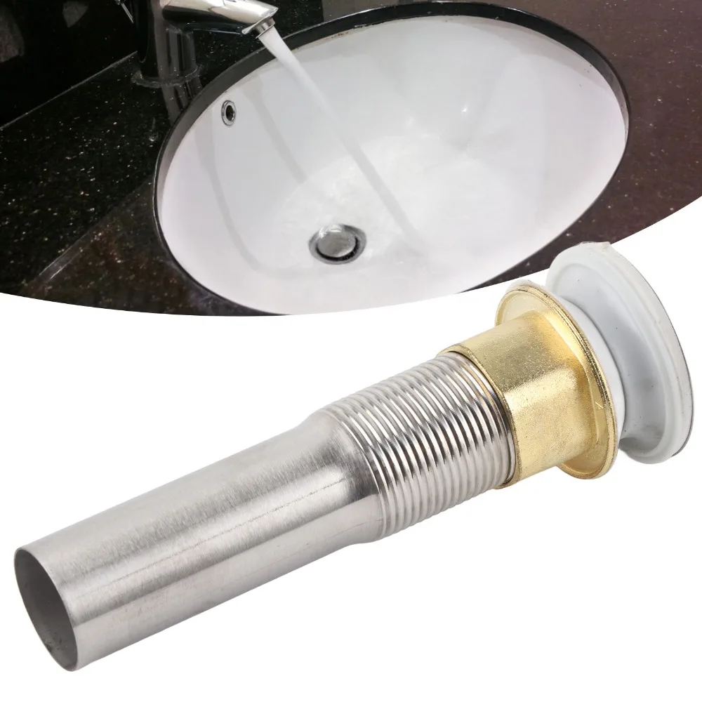 Without Overflow Sink Drain Stopper Stainless Steel Flap Type Drain Assembly Silver 18cm/7.09in Length Basin Drain Strainer