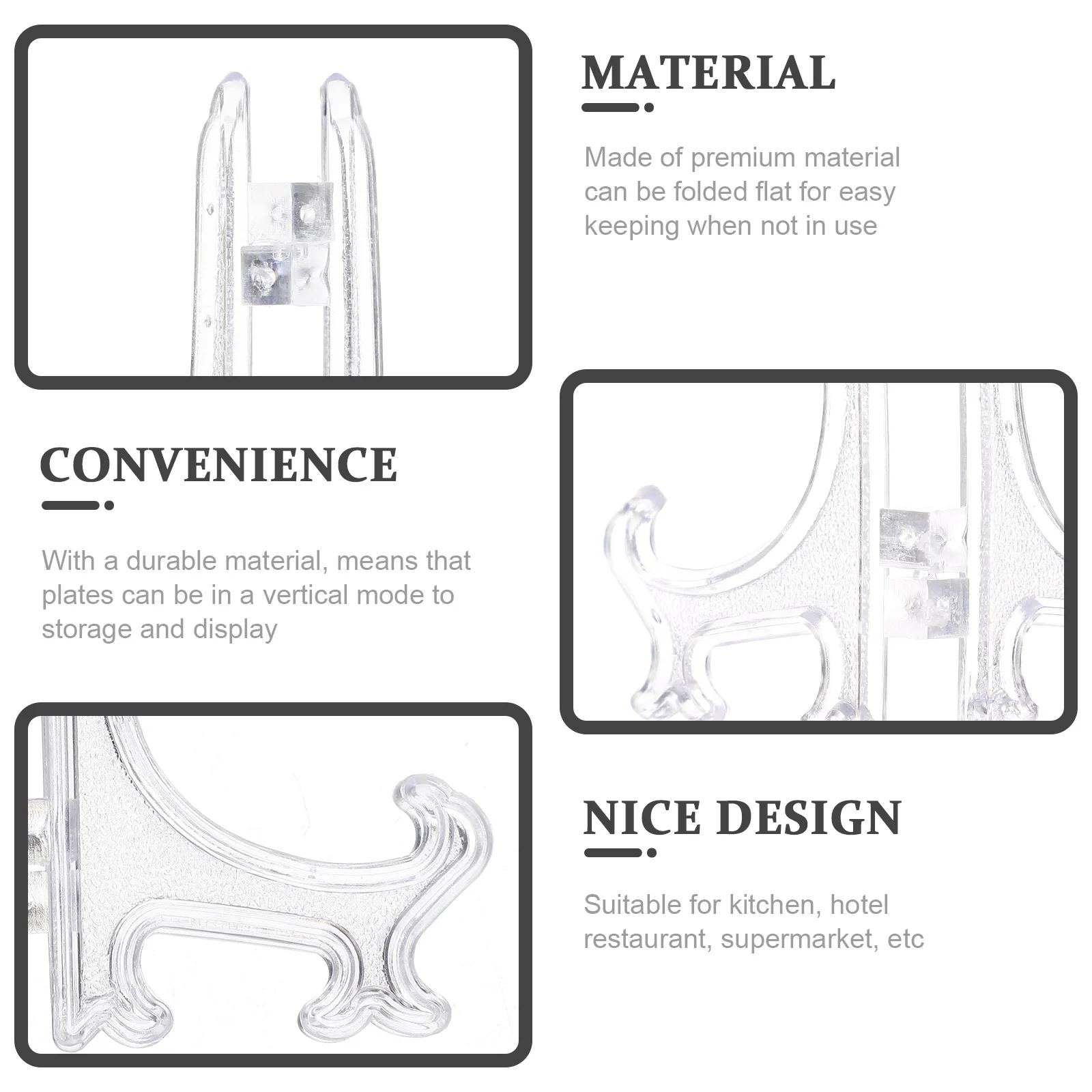 

12Pcs Plastic Easel Frame Stand Display Bracket for Plates Photos Clear Holder Dish Rack Home Decor Storage Solution