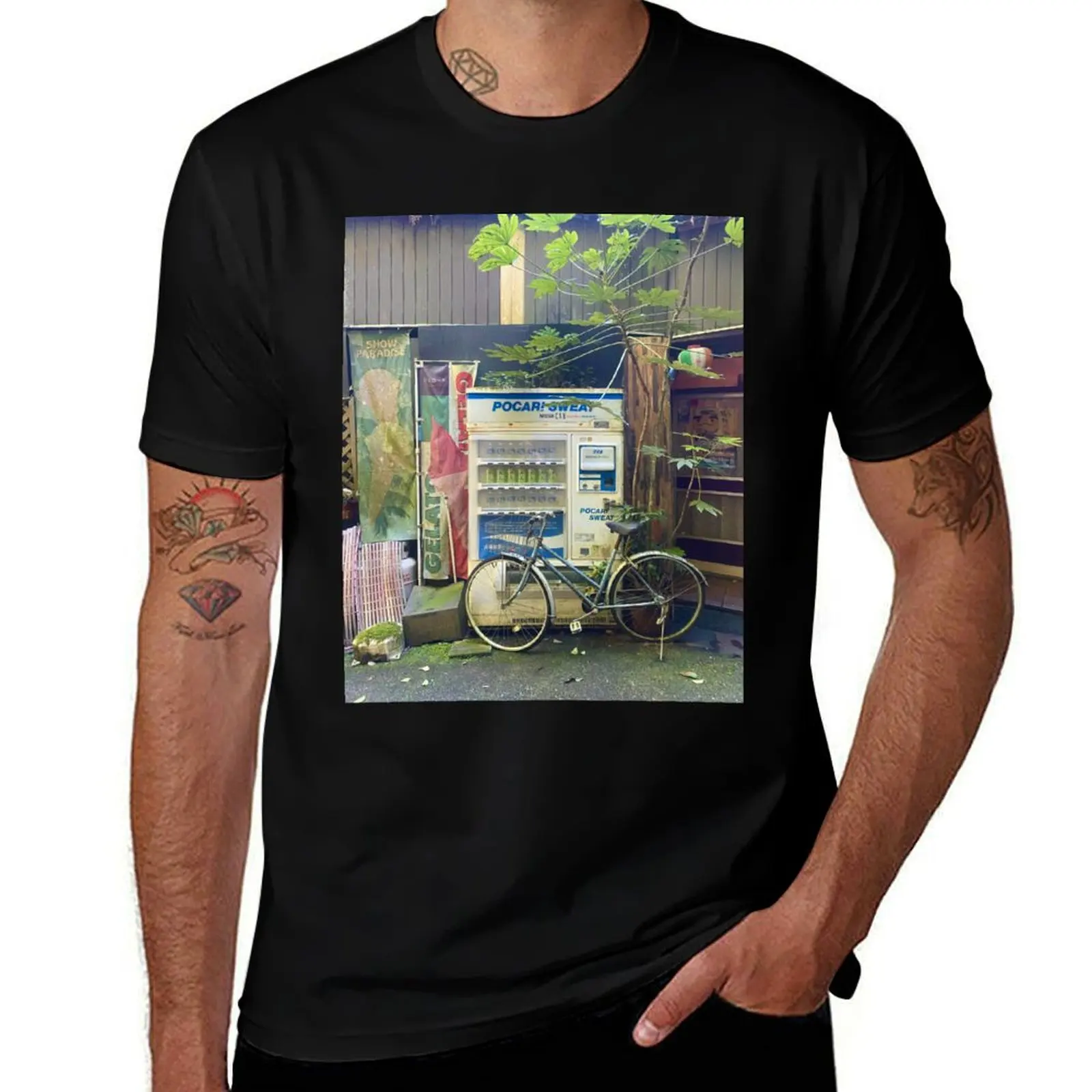 Life near Minoh Falls, Japan T-Shirt Retro Style Print Casual Top T-Shirt