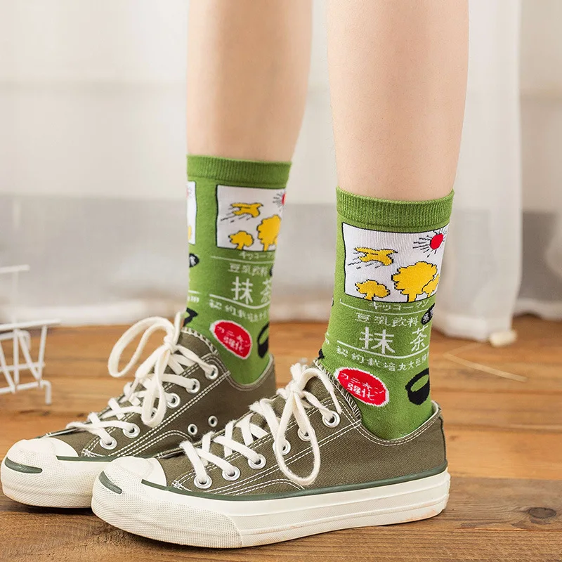Calcetines de algodón de estilo japonés y coreano para mujer, medias divertidas de estilo Hip Hop, Kawaii, con dibujos animados, color rosa, 421