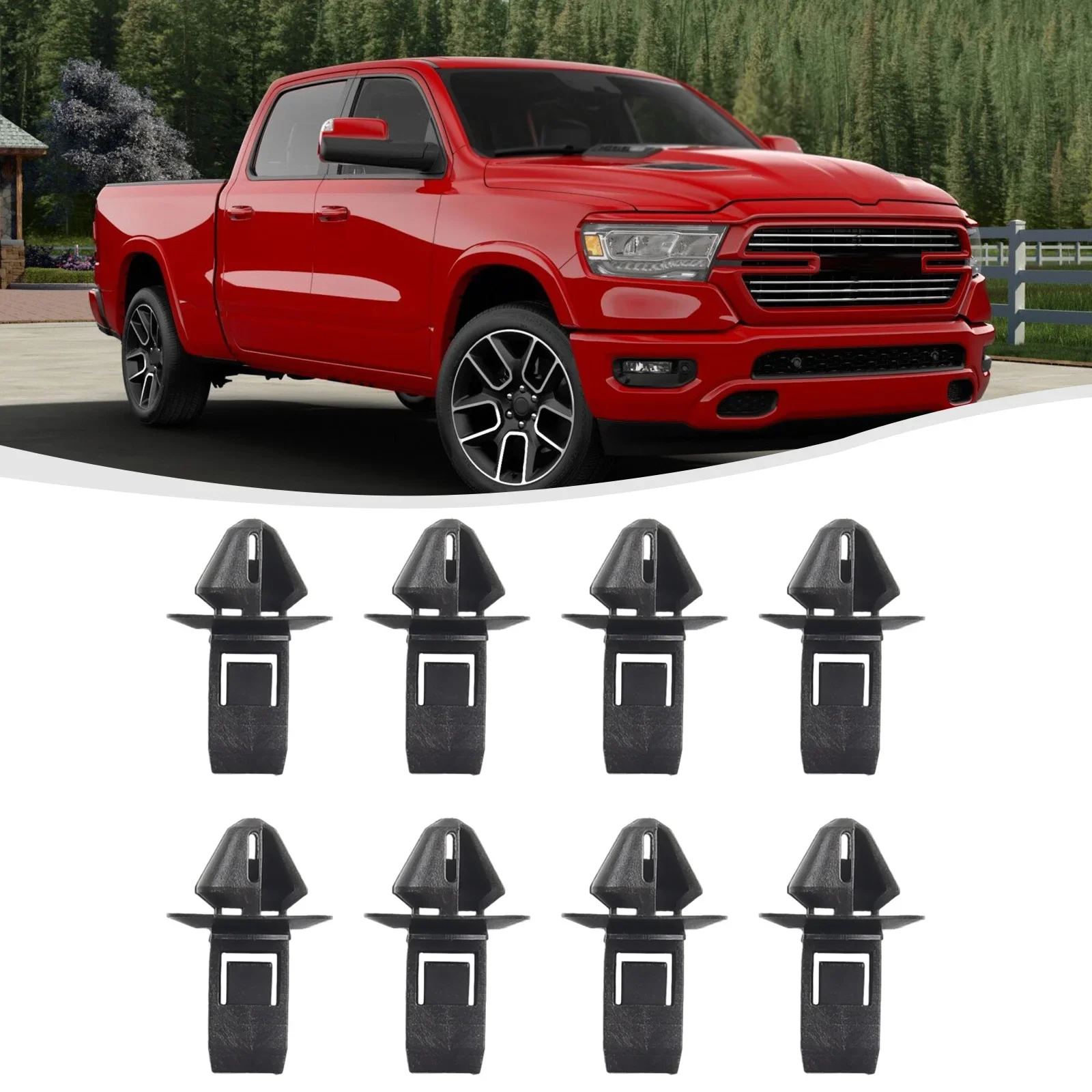 8pcs/set Grille Moulding Clips Fit For Ram 1500 2500 3500 4500 5500 2013-2020 68213168AA Plastics Exterior Grille Moulding Clips