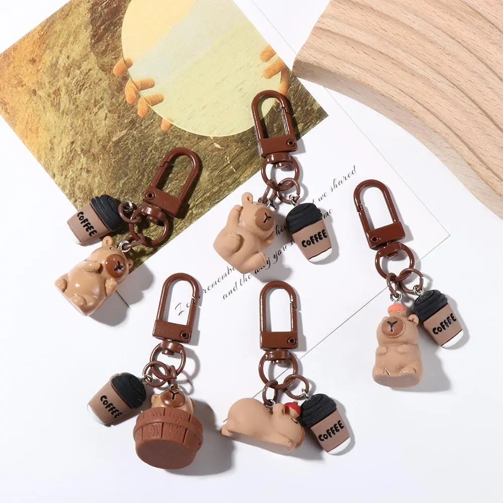 

Cute Resin Kapibala Key Chain Trinket Collection Capybara Phone Pendant Ins Cartoon Capybara Car Key Ring Birthday Kids Gift