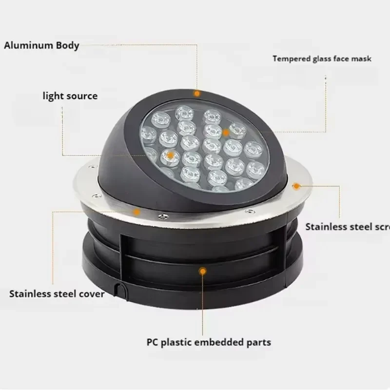 Hot Sale 6W-24W IP65 Waterproof Underground Landscape Light Floodlight with Adjustable Beam COB LED for Outdoor Lighting