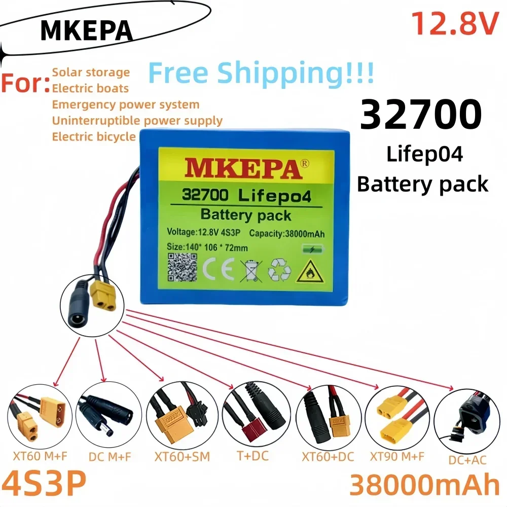 

12V 32700 4S3P Lifepo4 battery pack, 38Ah, built-in 40A balanced BMS, used for electric boats and uninterruptible power supply