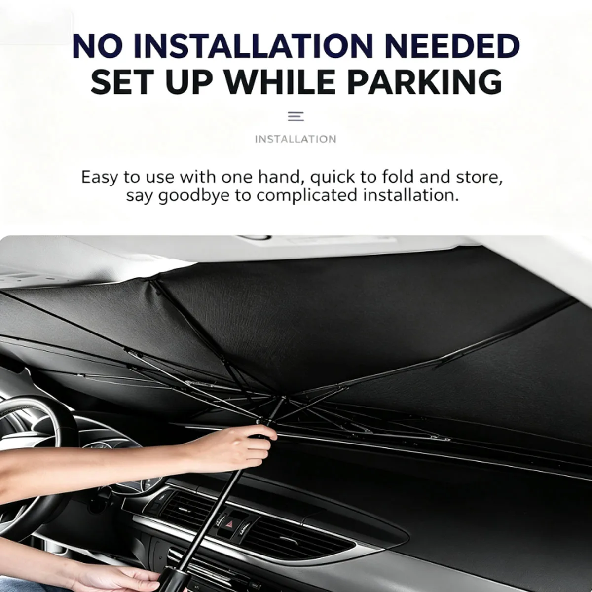 Car Sun Shade Umbrella, Foldable Windshield Heat Insulation Cover, Compact Design Easy Storage for Car SUV Truck