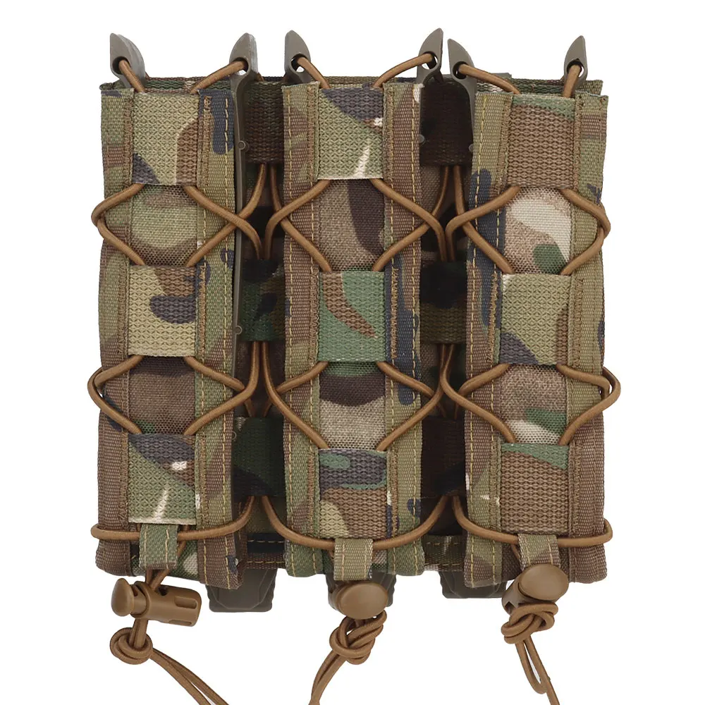 Tactical Tiger Type Long Triple Magazine Pouch Quick Pull Pistol Molle Mag Bag for .40 .45 MP5 MP7 MP9 MP10 MPX Gear view 3