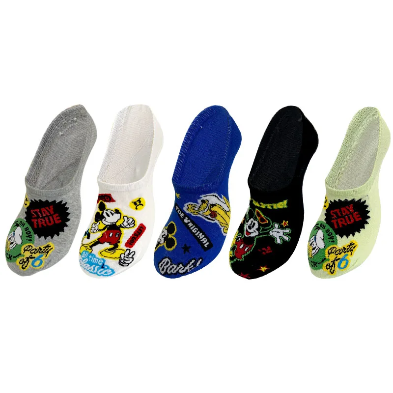 

4 Pairs Disney Summer Cartoon Women Socks Mickey Donald Cotton Socks Kawaii Invisible Non-slip Slipper Sock Harajuku Cute Socks