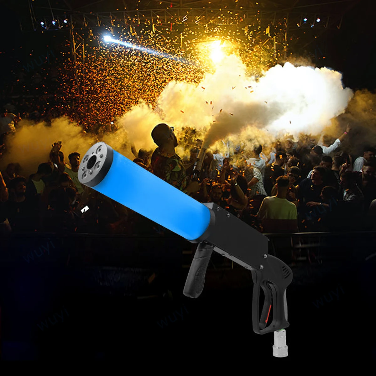 Colorful LED CO2 Spray Gun with Rechargeable Battery Dry Ice Hand-held Air Smoke Cyro Cannon Machine for Stage DJ Disco Club