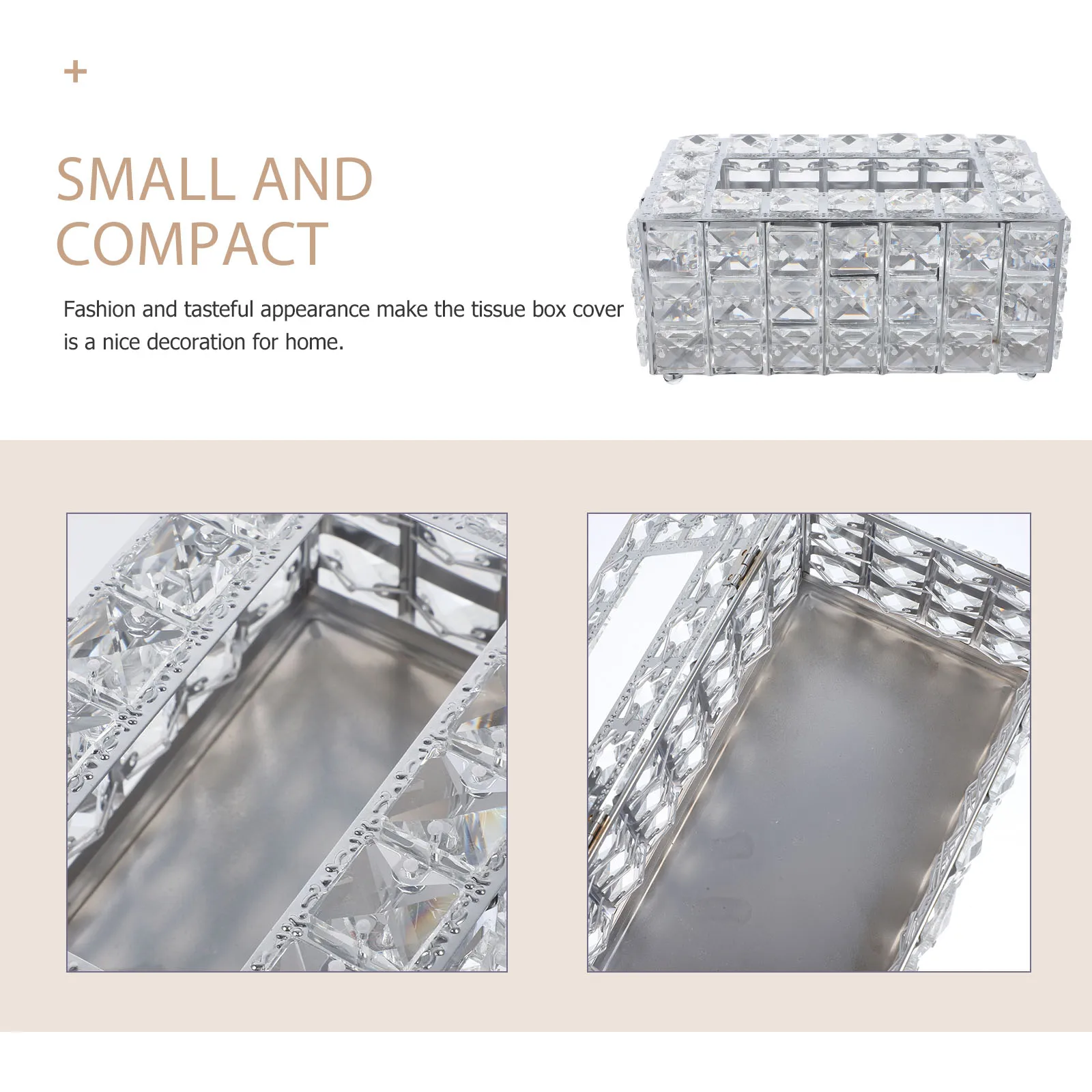 

Metal Crystal Carton Dining Room Tissue Holder Decorative Facial Paper Case Rectangular Boxes Rectangle Cover Home Desktop