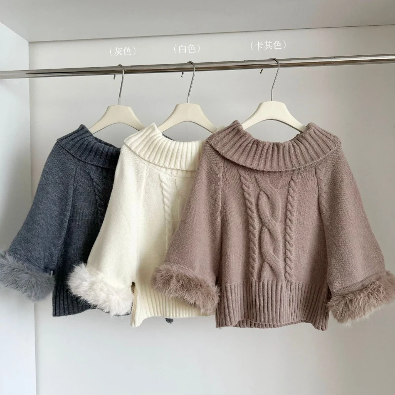 

Pullovers Women Sweaters Off Shoulder Full Sleeve Jumpers Y2k Streetwear Elegant Splice Knit Work Casual Autumn Winter 2025
