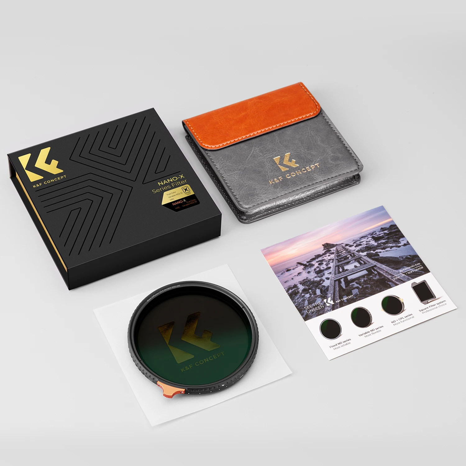 K & F Concept Nano-X Serie Ware Kleur ND2-ND32 Variabele Nd Filter 28 Lagen Anti-Reflectie Groene Film 49-82Mm Camera Lensfilter
