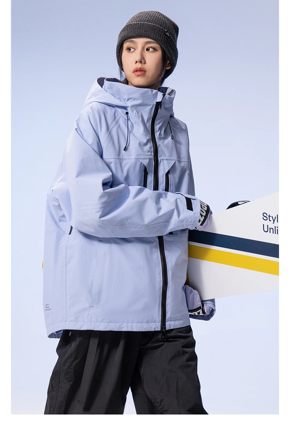 COPOZZ Verdickte 3L Skijacke für Herren und Damen, winddicht, wasserdicht, Winter-Ski-Mantel, Skibekleidung, einfarbig, mit Kapuze, warmer Snowboard-Skianzug – Detail 18
