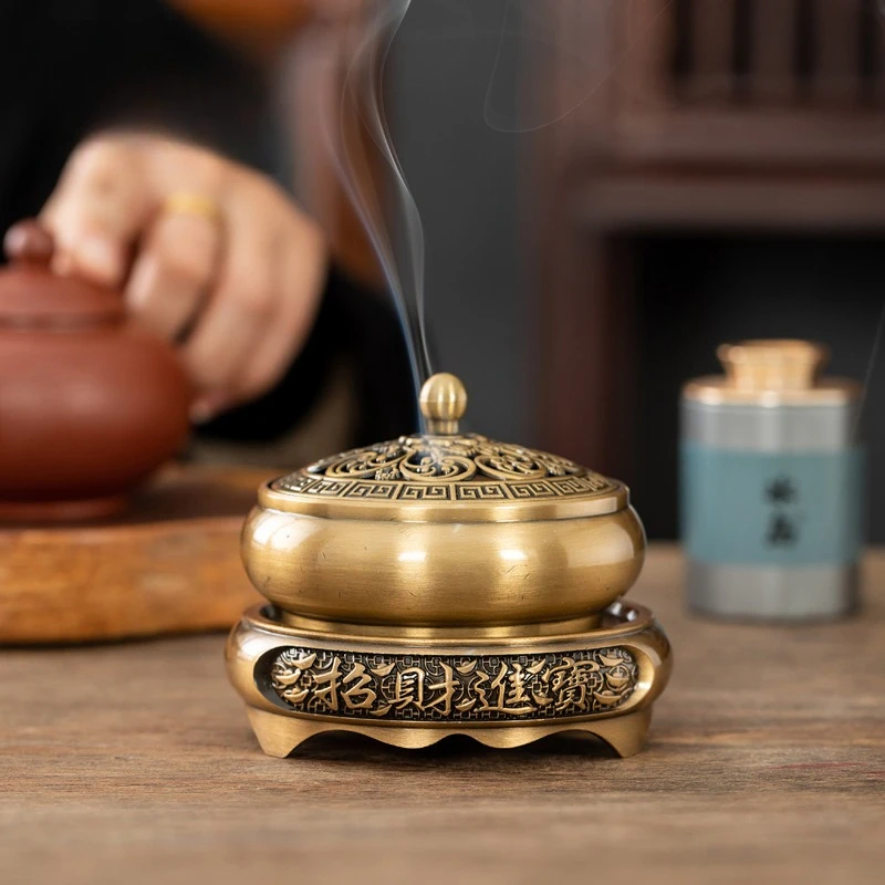 Cz antique bronze incense burner - indoor home  three-legged agarwood urner  zen tea ceremony  coils & aromatherapy burner