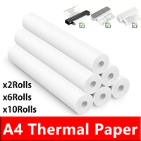 A4 Thermal Paper 2/6/10 Rolls A4 Quick-dry Thermal Paper For A4 Wireless Bluetooth Portable Printer For Photo Document Printing