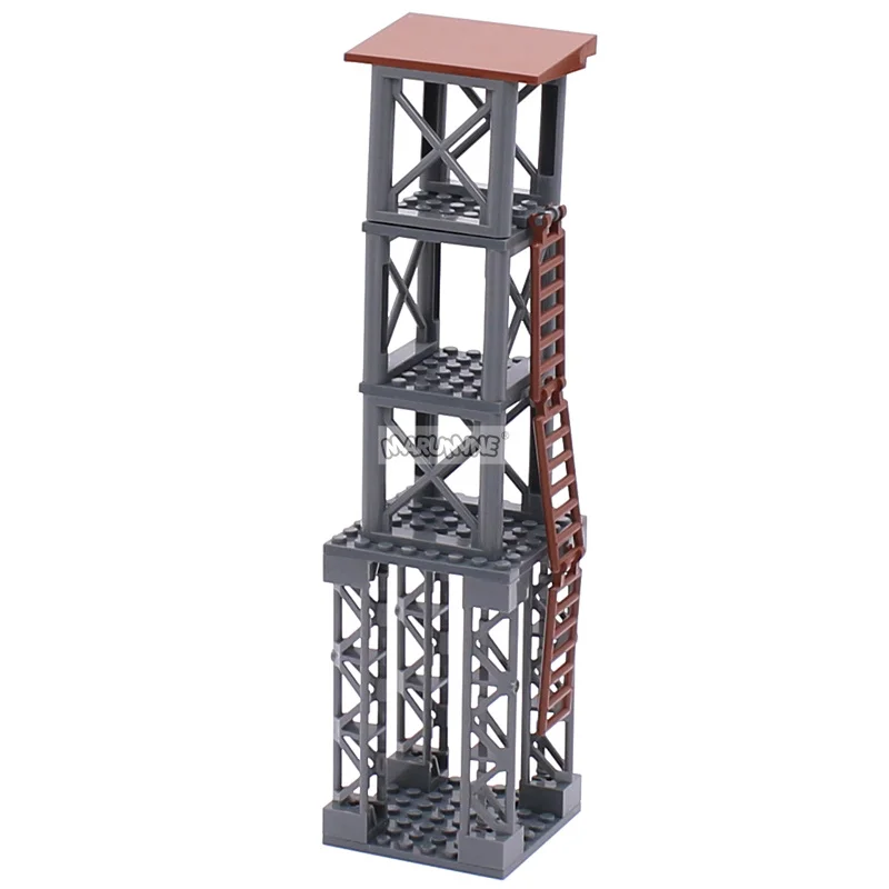 Marumine WW2 Military Building Blocks Sentry Tower MOC Bricks  Assembly Accessories Parts DIY Construction Modeling Kit Set