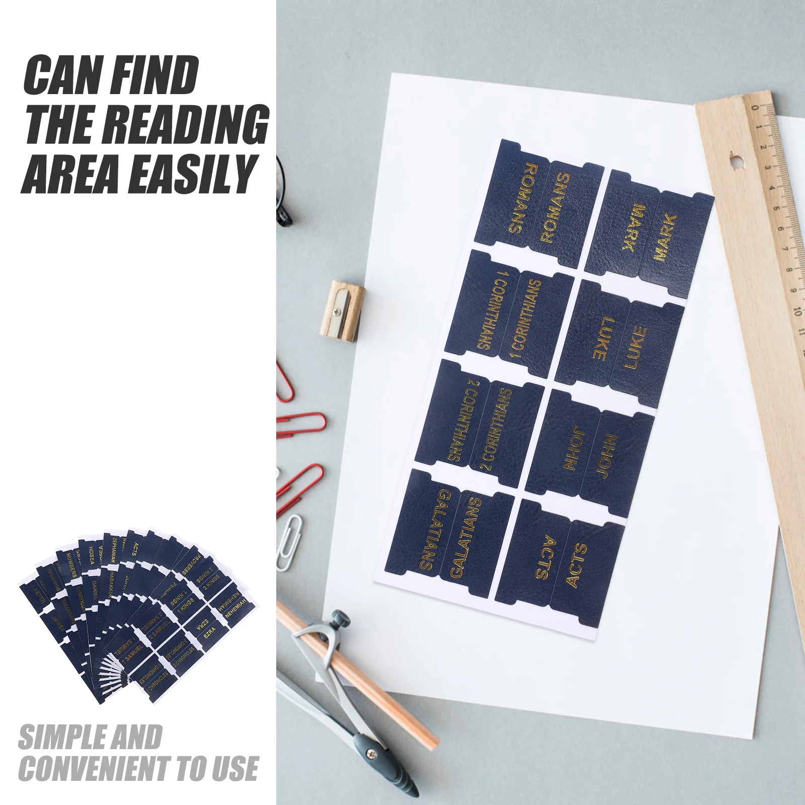1Set Bible Index Tabs PU Material Blank Bookmarks for Study Reading Accessories Bible Tabs Blank Bookmark