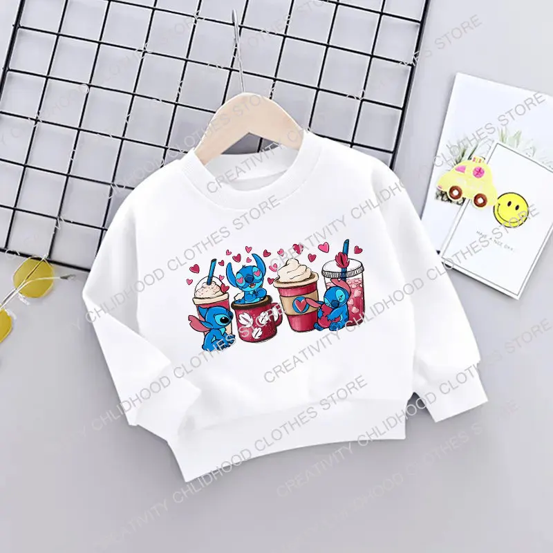 Stitch Children Baby Sweatshirt Kawaii Disney Pineapple Pullover Fashion Harajuku Anime Cartoons Casual Clothes Girl Boy Kid Top