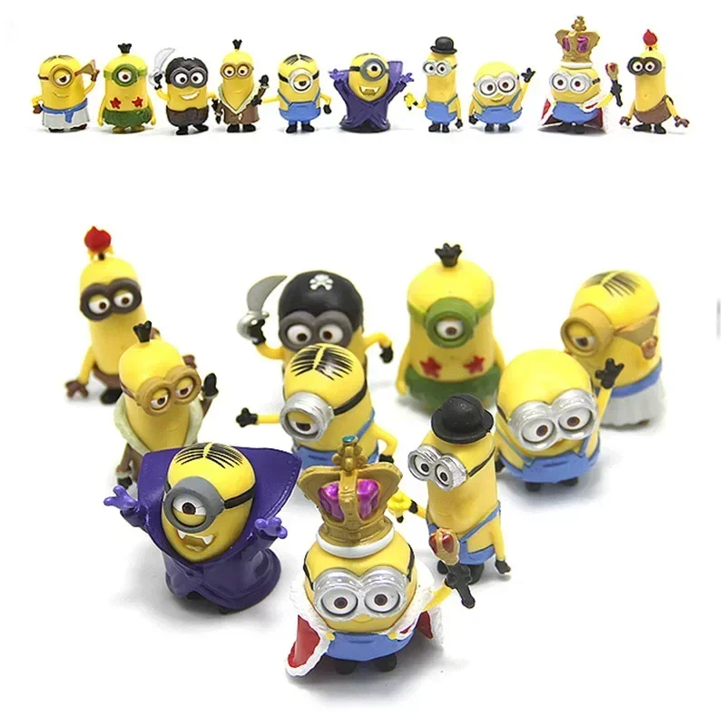 Figuras de acción de los Miniones de kawai, juguetes clásicos de ojo 3D, regalos de Navidad para niños, 10 unidades por Set